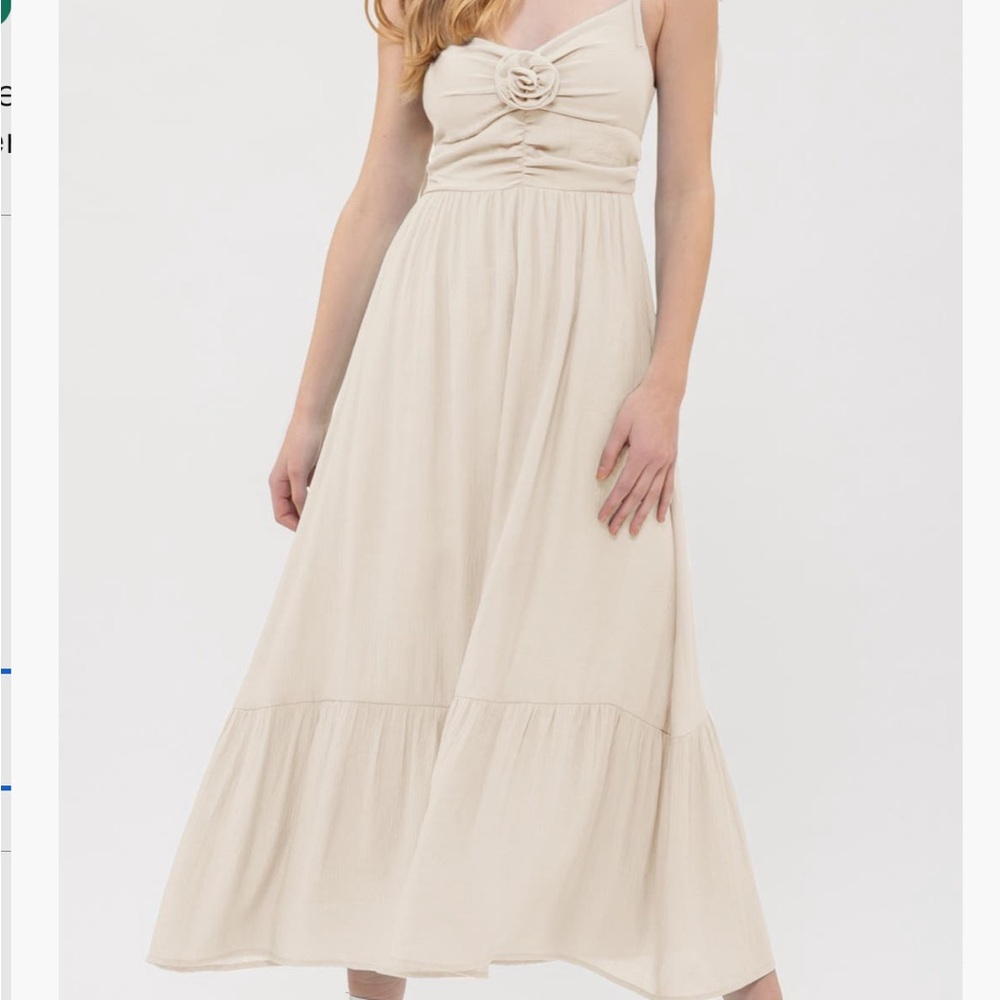 ✨Blu Pepper Cream Maxi Dress A-Line Tiered Casual